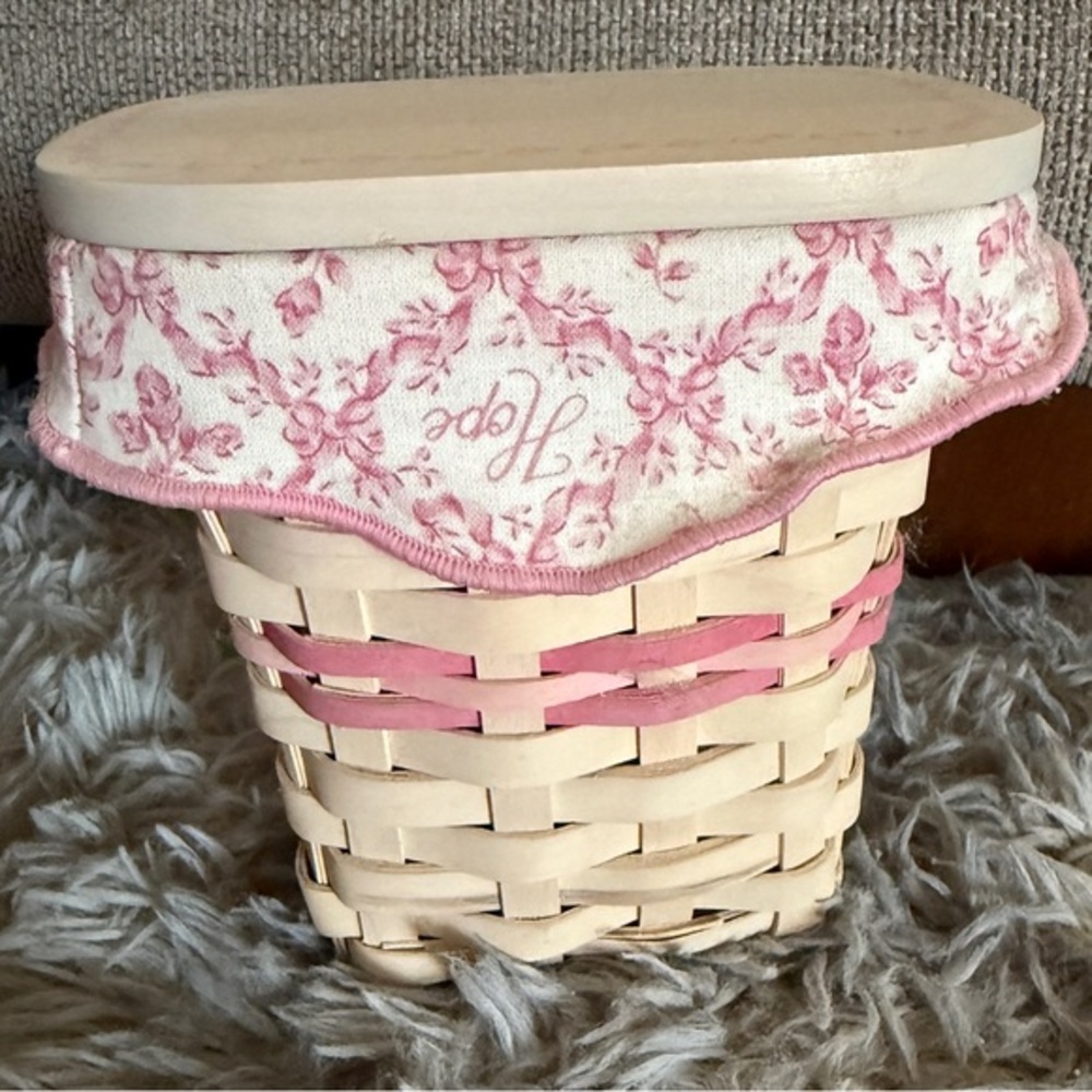 Longaberger Horizon of Hope Whitewashed Basket with Protector & Liner 2004